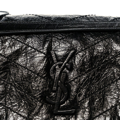 Saint Laurent Crinkled Calfskin Shearling Monogram Medium Niki Chain Satchel Black 9 of 11