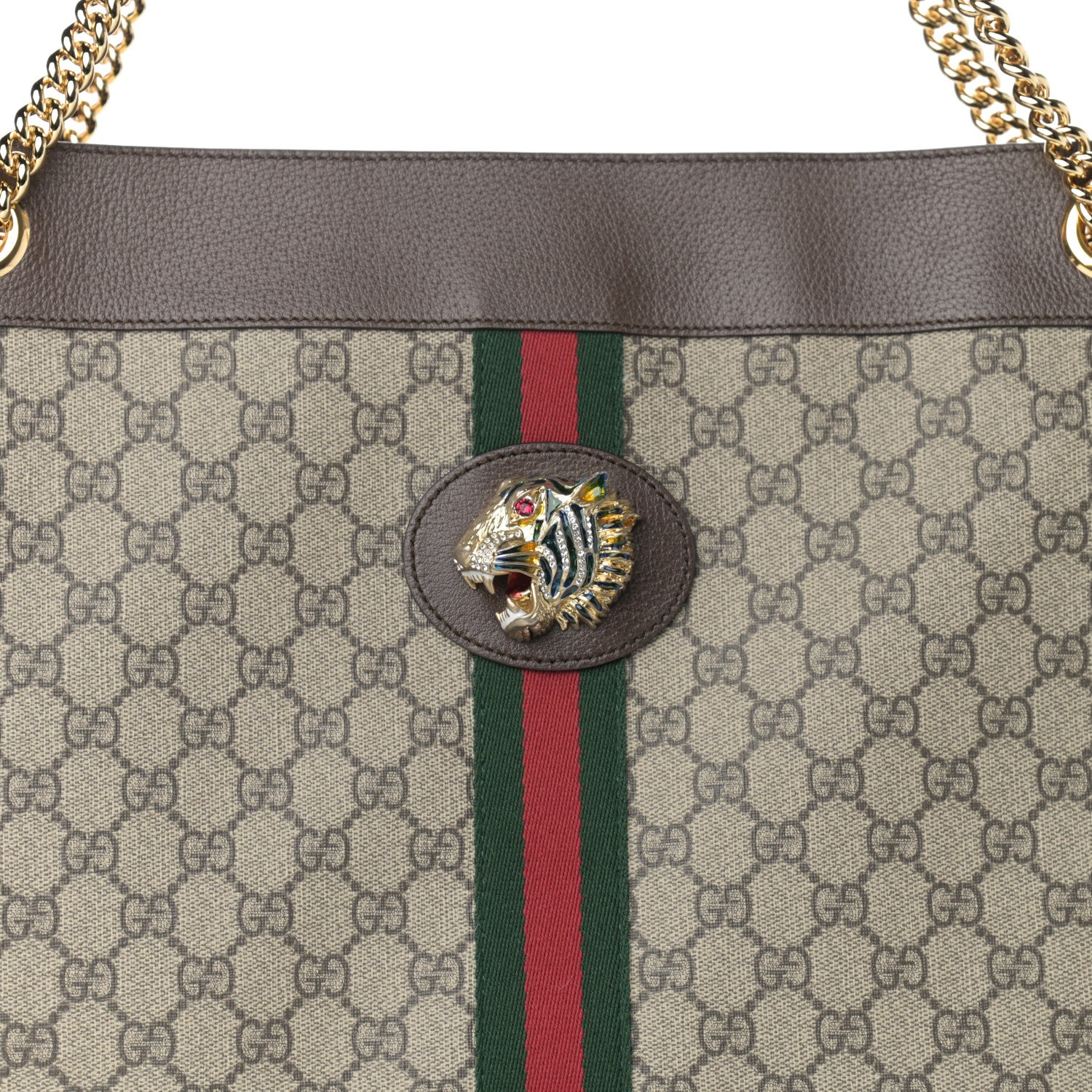 Gucci GG Supreme Monogram Large Rajah Chain Tote Beige New Acero 11 of 11