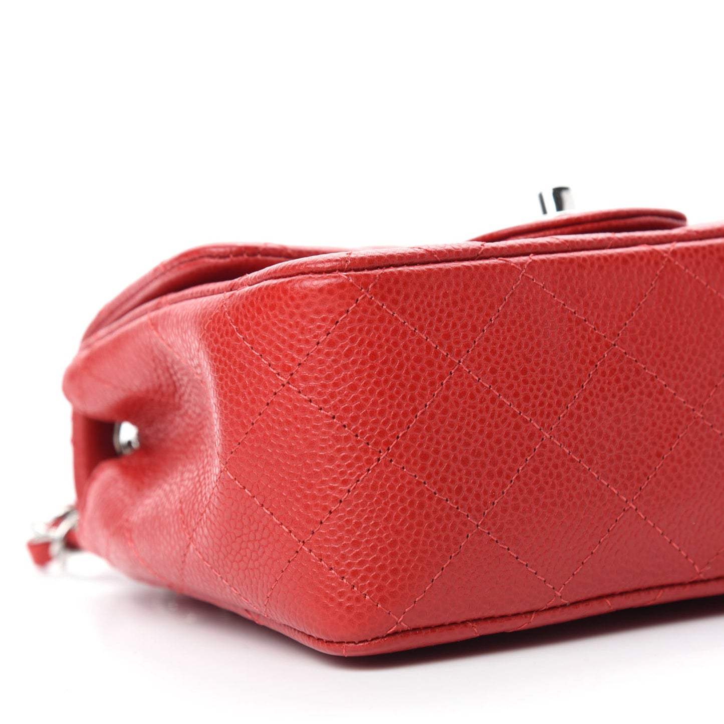 Caviar Quilted Mini Square Flap Red