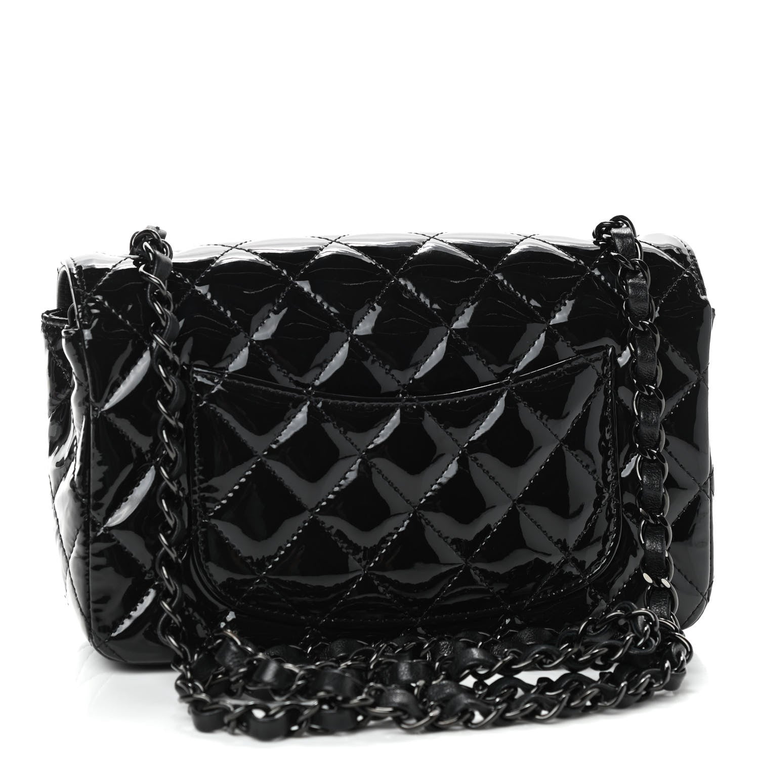 Chanel Patent Calfskin Quilted Mini Rectangular Flap So Black 2 of 8
