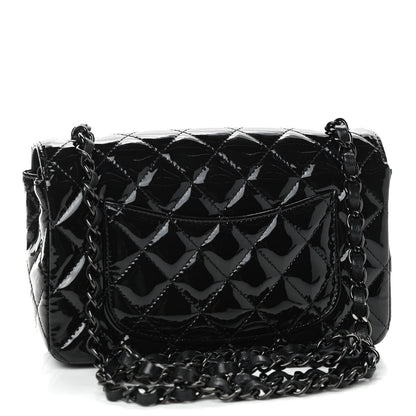 Chanel Patent Calfskin Quilted Mini Rectangular Flap So Black 2 of 8