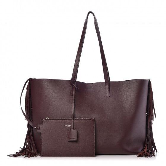 Calfskin Large Fringe Shopping Tote Amaranto