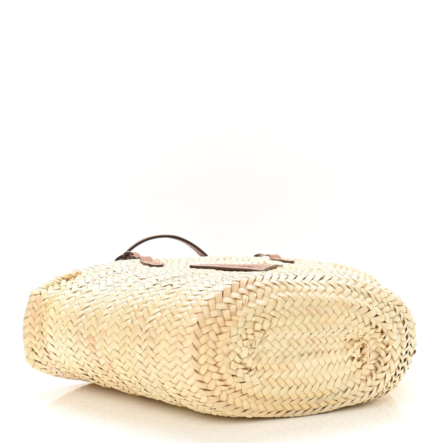 Palmitto Vitello Woven Braided Large Basket Tote Bag Naturale Cognac