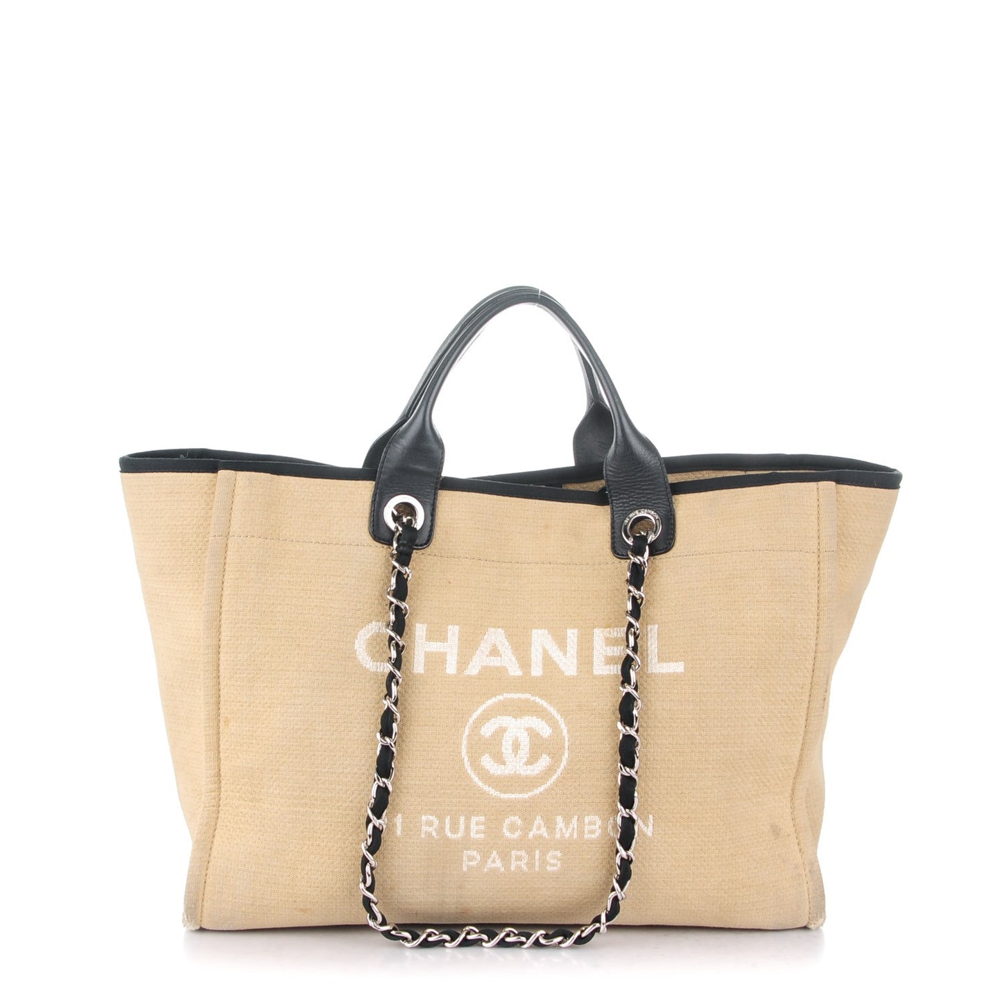 Canvas Large Deauville Tote Beige Black