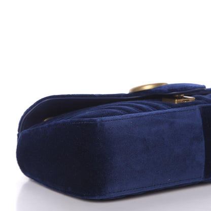Gucci Velvet Matelasse Small GG Marmont Shoulder Bag Cobalt Blue 6 of 9