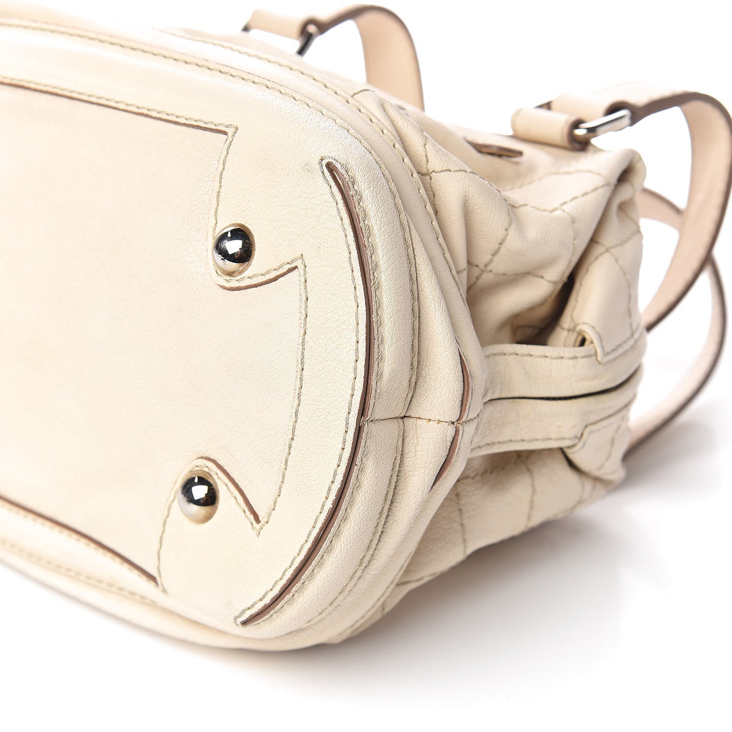 Goatskin Square Stitch Essential Bowler Beige