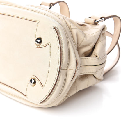 Chanel Goatskin Square Stitch Essential Bowler Beige 6 of 11