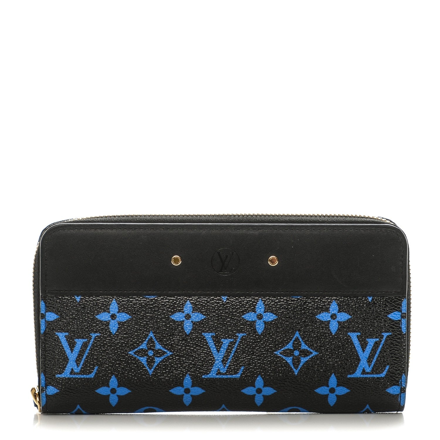 Louis Vuitton Calfskin Colored Monogram Zippy Wallet Blue Black 1 of 7