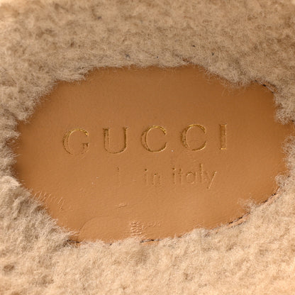 Gucci Suede GG Debossed Shearling Womens Horsebit Mules 39 Beige 8 of 8