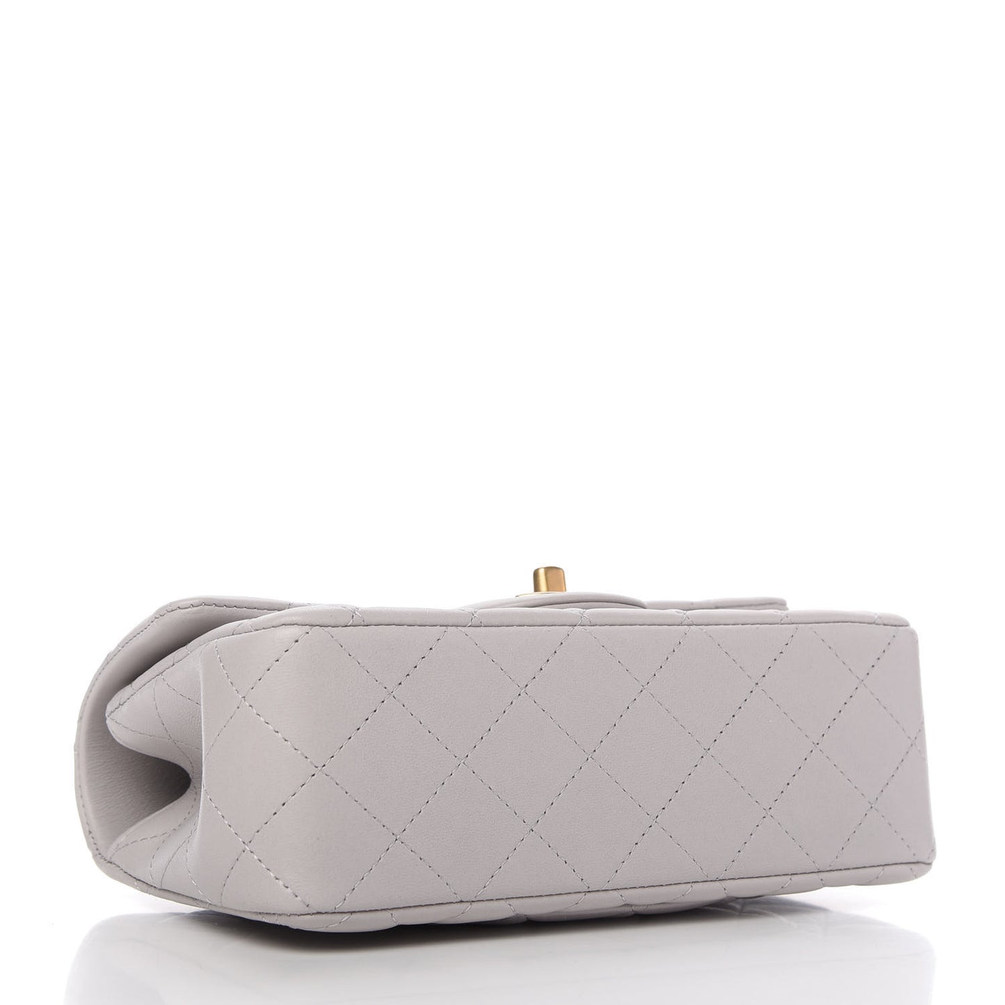 Lambskin Quilted Mini Top Handle Rectangular Flap Grey