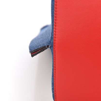 Valentino Garavani Denim Small Escape Tote Blue Red 10 of 11