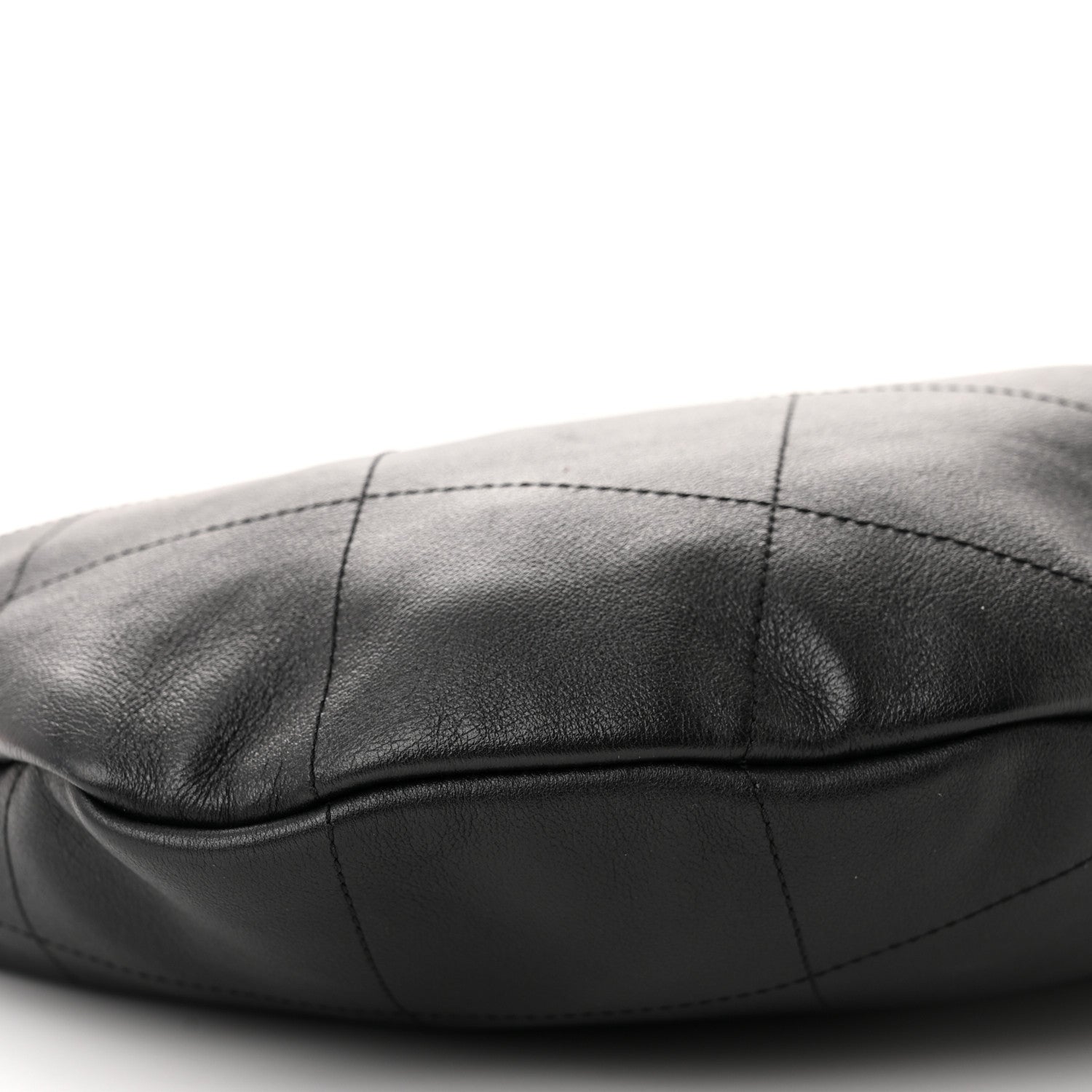 Chanel Calfskin Stitched Curved Chain Hobo Black 9 of 10