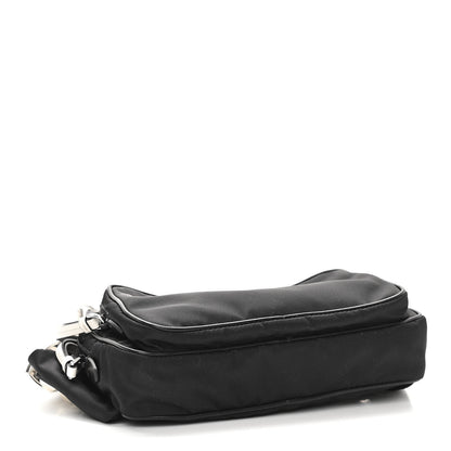 Prada Tessuto Nylon Studded Belt Bag Black White 4 of 10