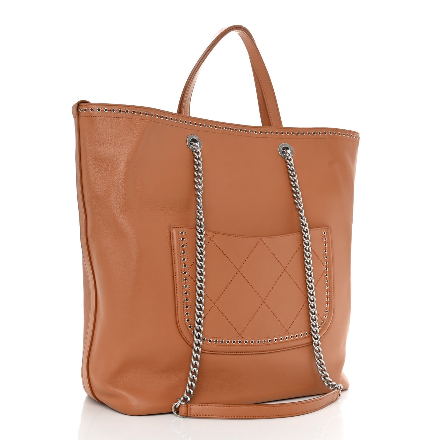 Calfskin Large Coco Eyelets Shopping Tote Camel