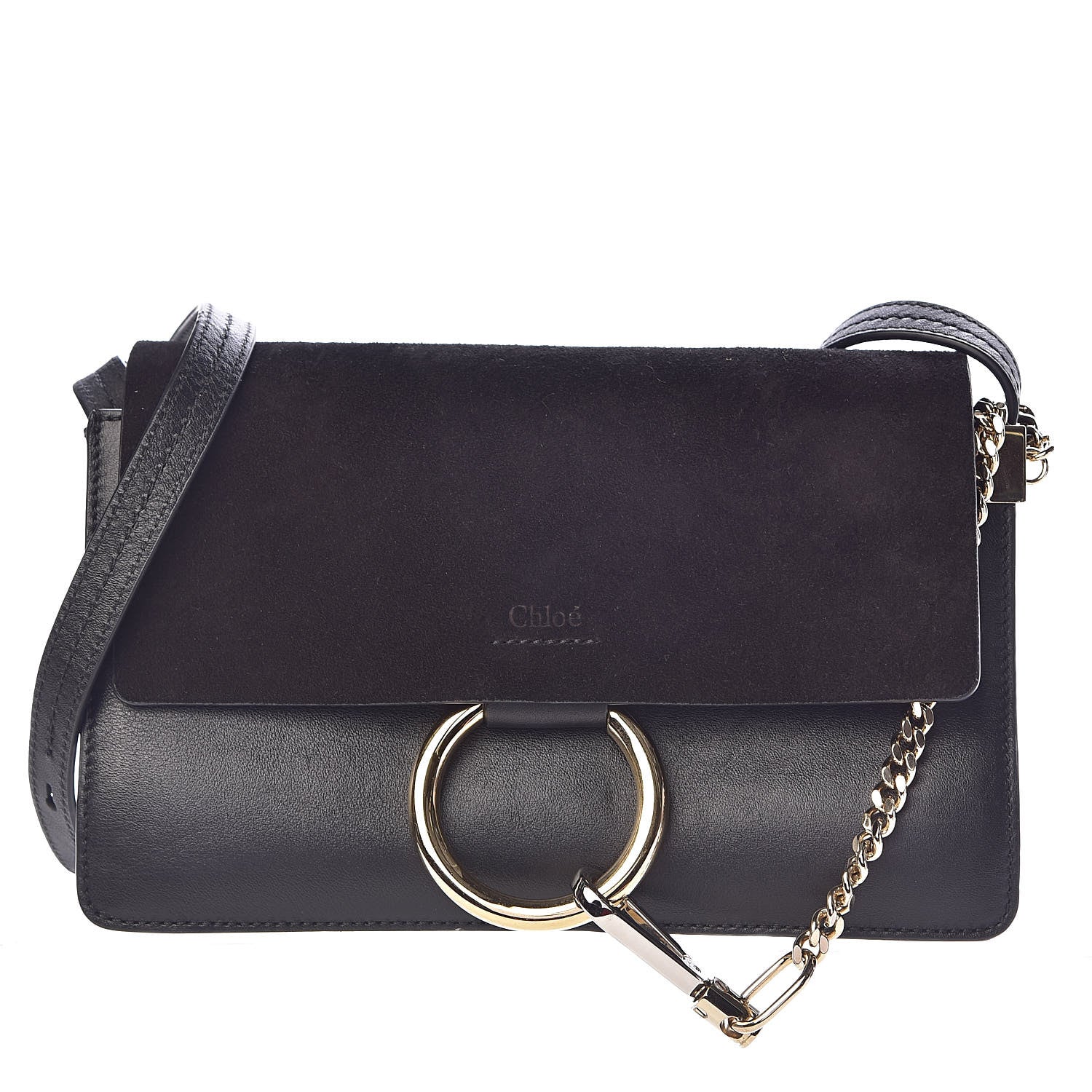 Chloe Suede Calfskin Small Faye Shoulder Bag Black 1 of 11