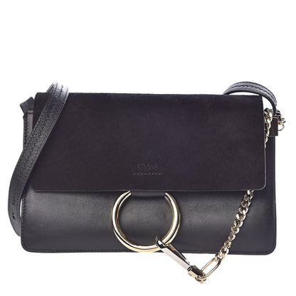 Chloe Suede Calfskin Small Faye Shoulder Bag Black 1 of 11