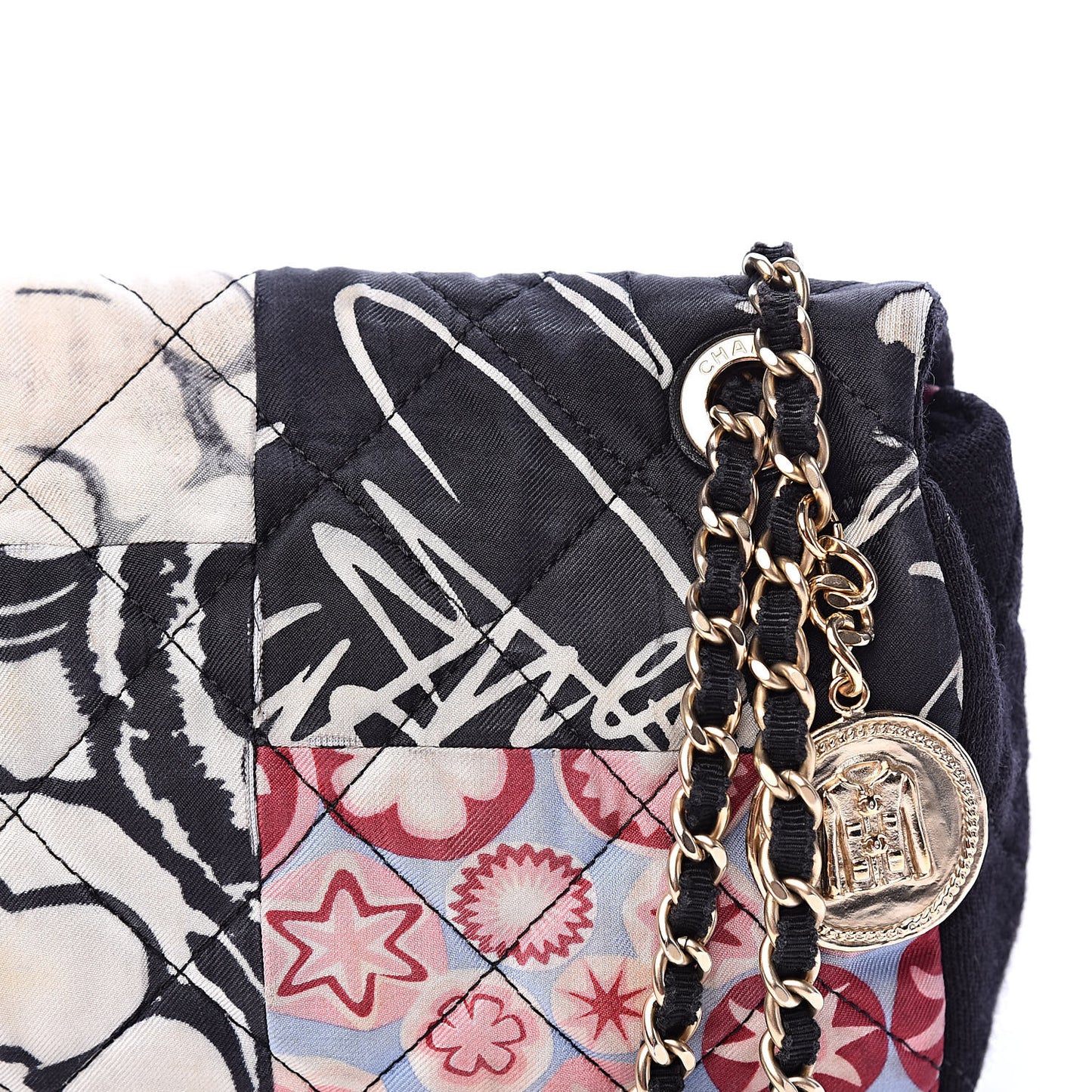 Fabric Quilted Patchwork Mini Rectangular Flap Red Black White