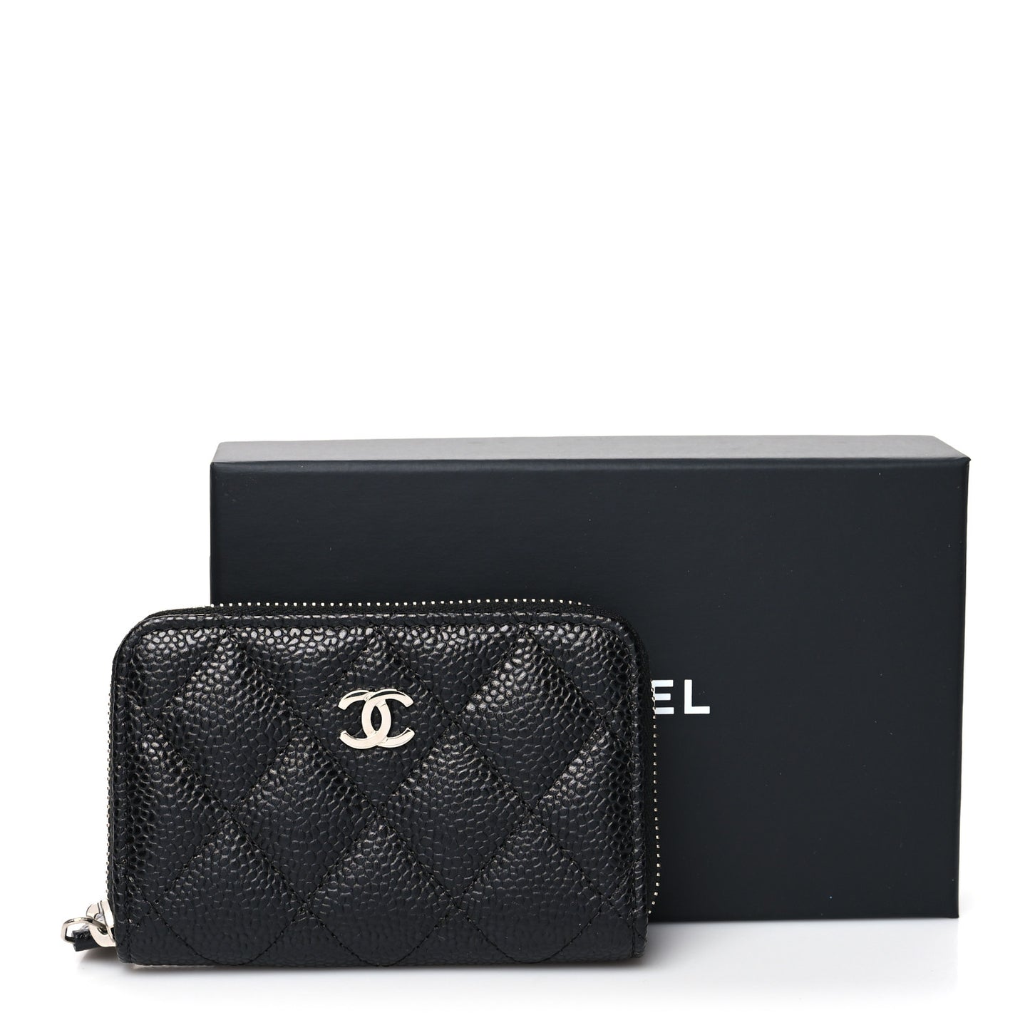 Caviar Quilted Zip Coin Purse Black