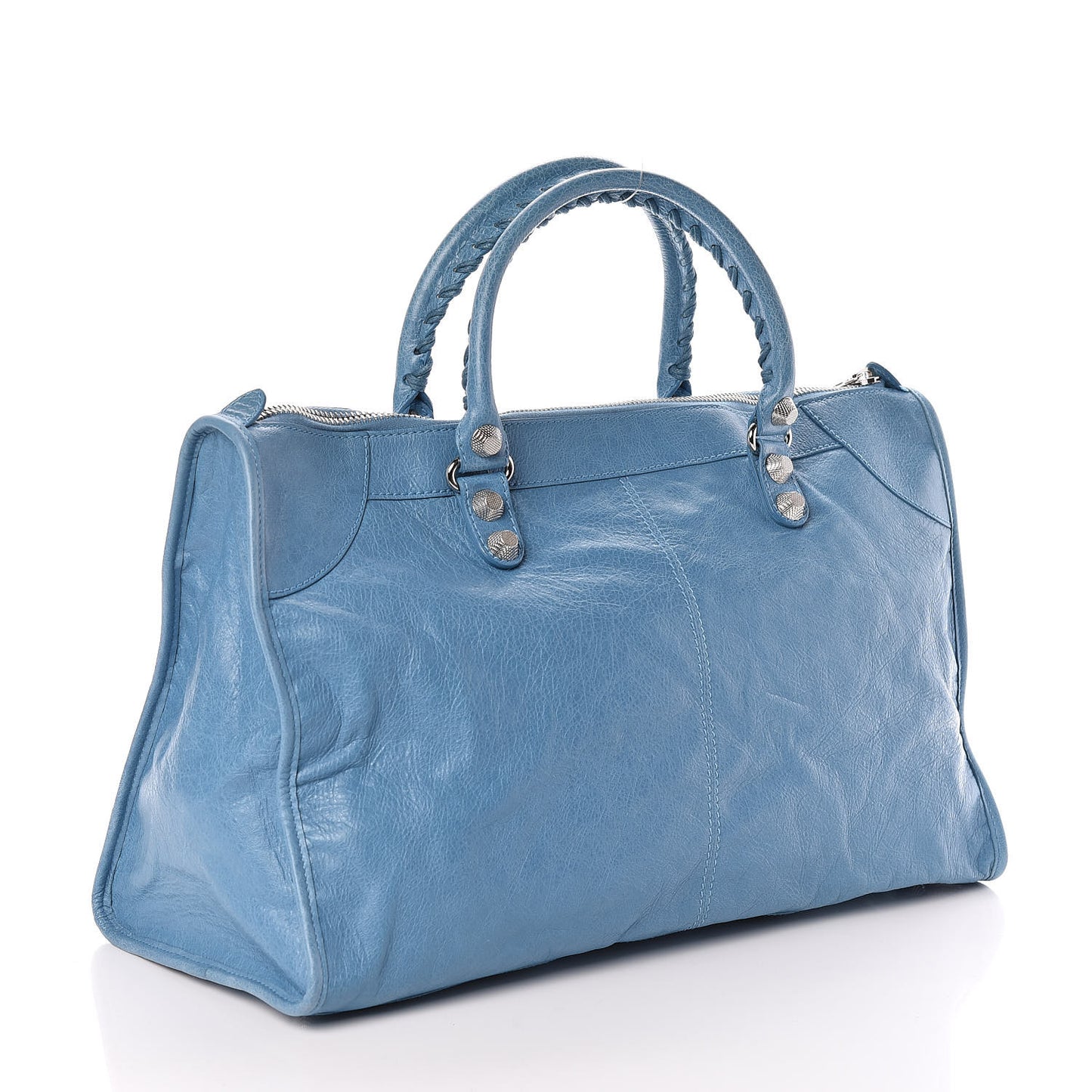 Agneau Giant 12 Silver Hardware Work Bleu Indigo