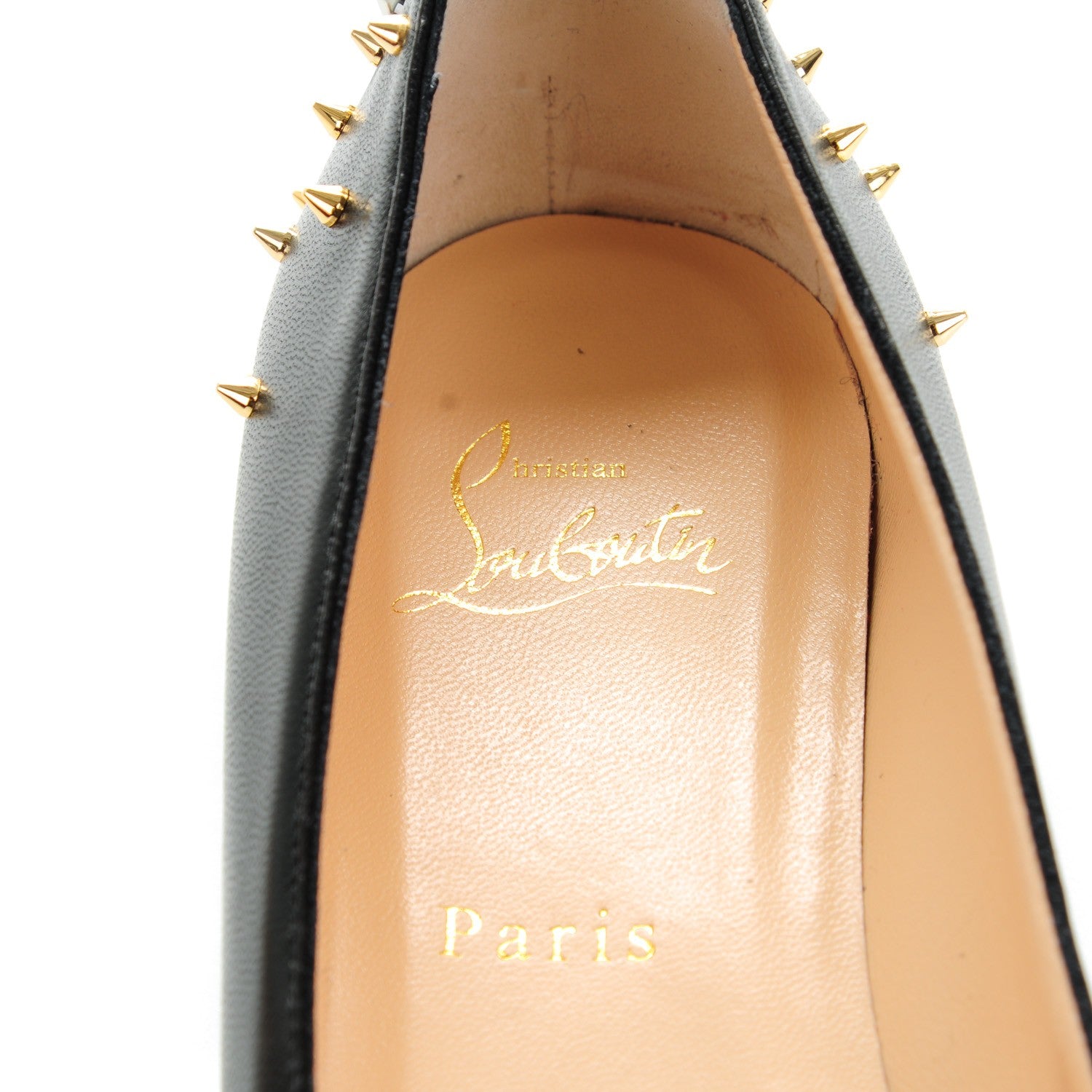 Christian Louboutin Nappa Goldoflat Spikes Flats 39 Black 7 of 8