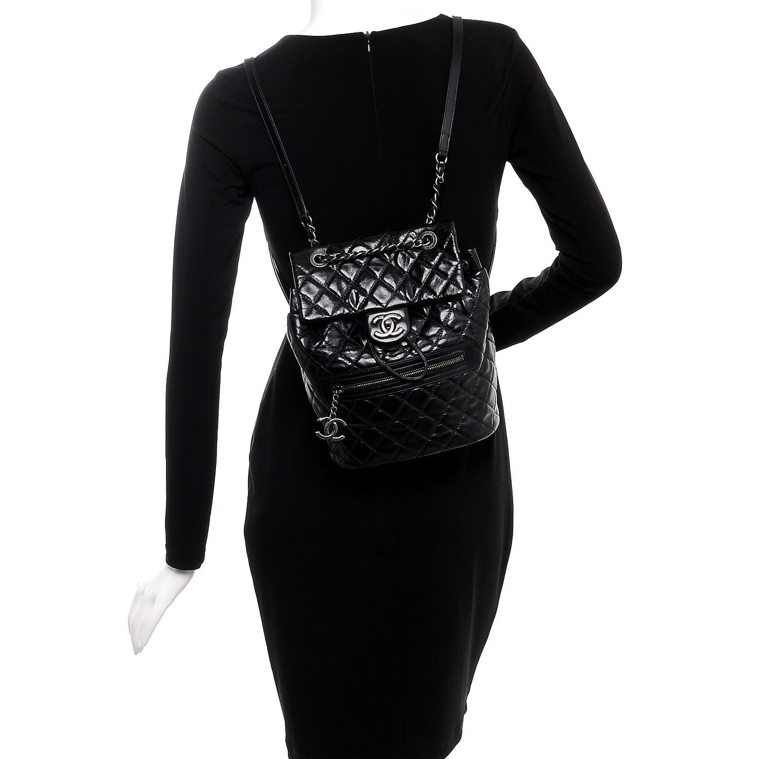 Chanel Glazed Calfskin Quilted Small Salzburg Mountain Backpack Black 2 of 8