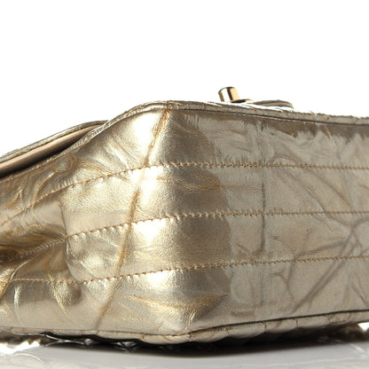 Chanel Patent Metallic Crumpled Calfskin Chevron Quilted Mini Square Flap Gold 8 of 9