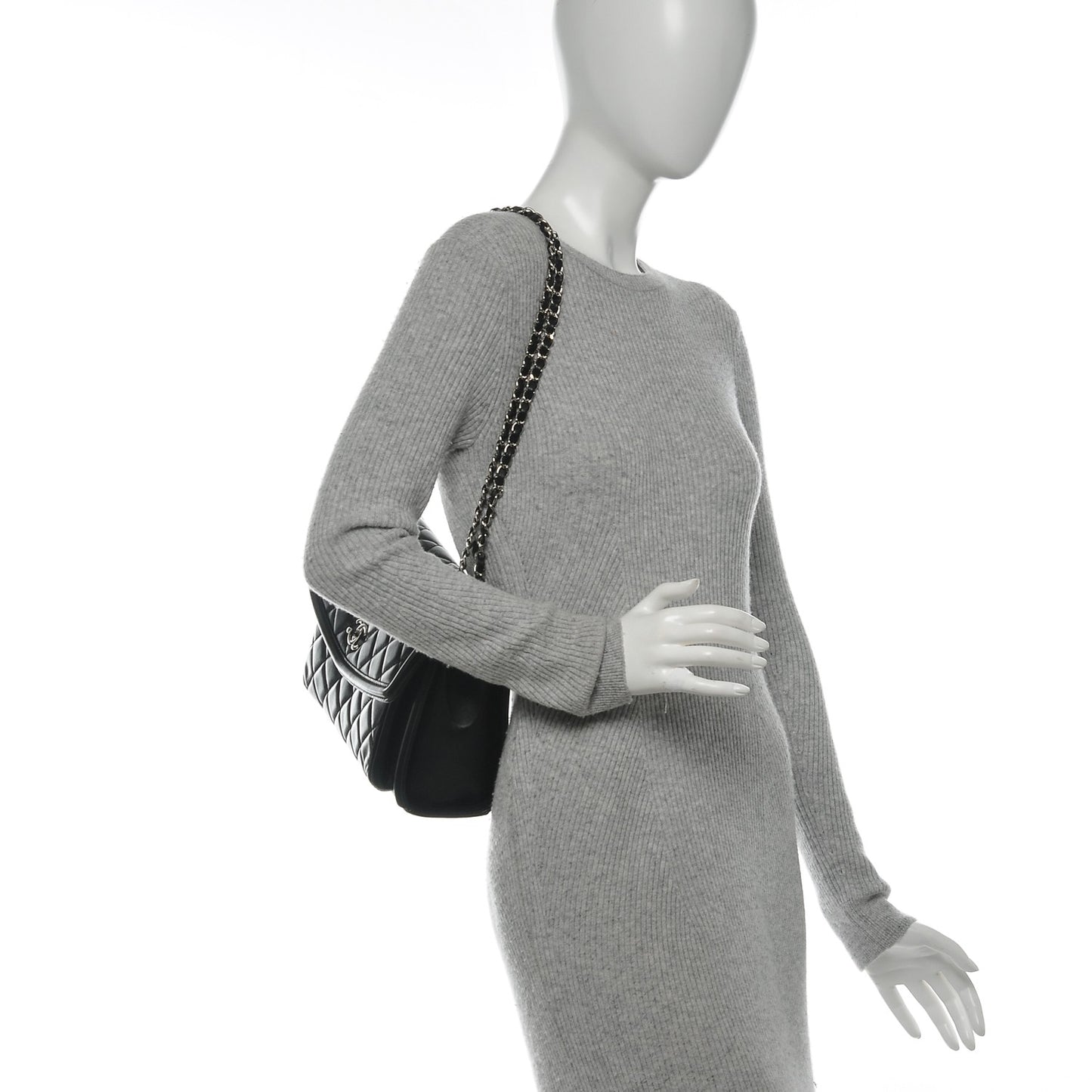 Lambskin Quilted Large Geometric Flap Black