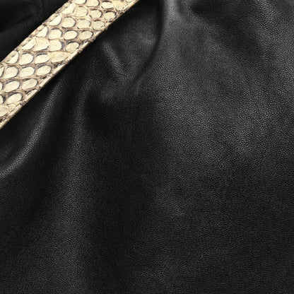 Loewe Calfskin Snakeskin Small Flamenco Tassel Knot Clutch Black Red 6 of 8