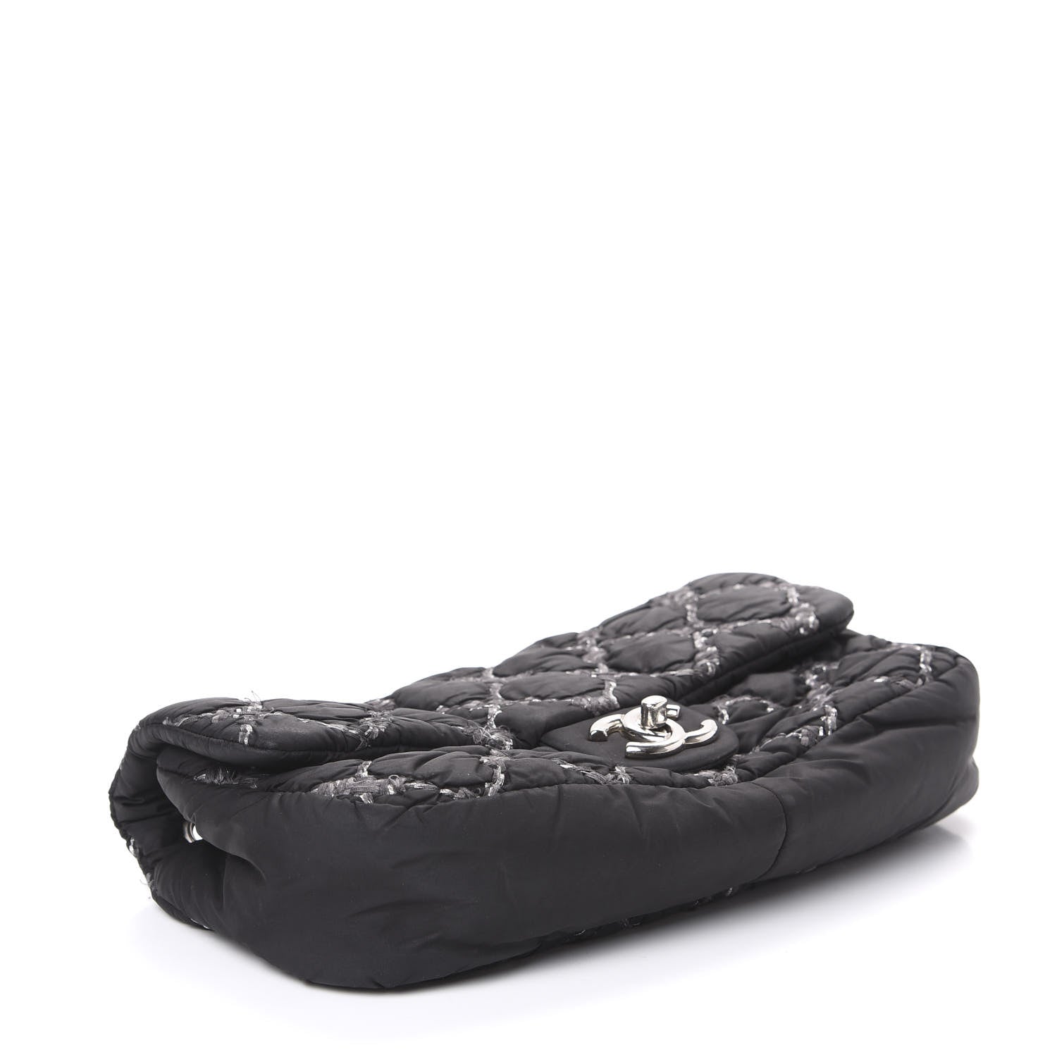Chanel Nylon Quilted Tweed Stitch Medium Bubble Flap Black 3 of 13