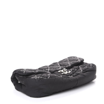 Chanel Nylon Quilted Tweed Stitch Medium Bubble Flap Black 3 of 13