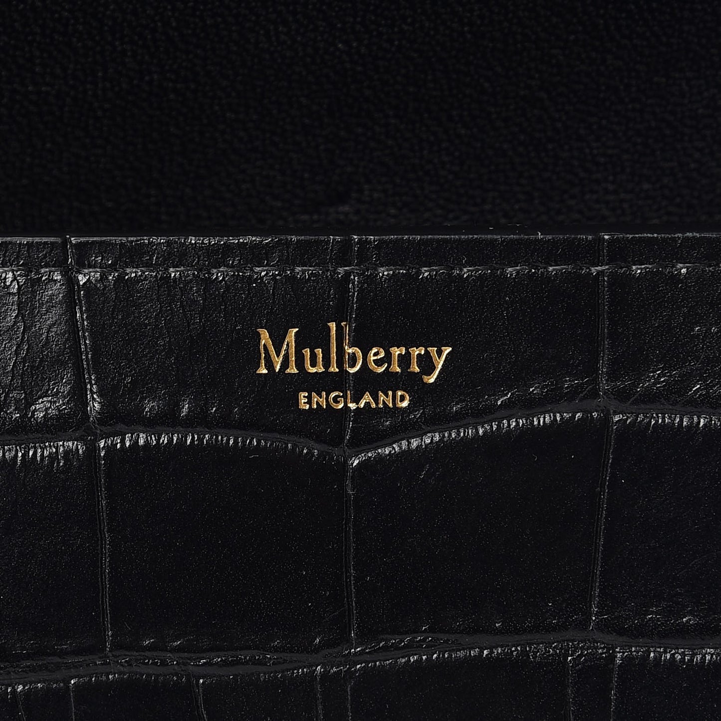 Deep Calfskin Crocodile Embossed Small Darley Black
