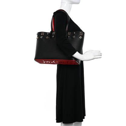 Christian Louboutin Calfskin Spikes Small East West Cabata Tote Black 2 of 10