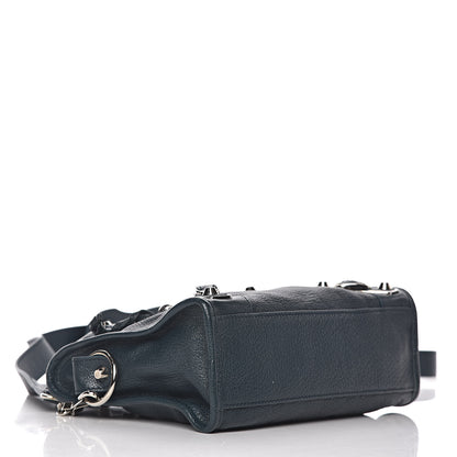 Balenciaga Chevre Silver Metallic Edge Hardware Mini City Bleu Paon 4 of 11