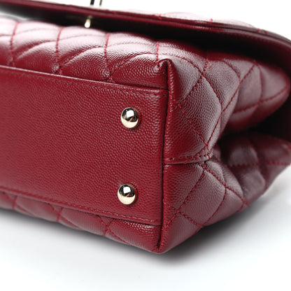 Chanel Caviar Lizard Embossed Quilted Mini Coco Handle Flap Burgundy 9 of 10