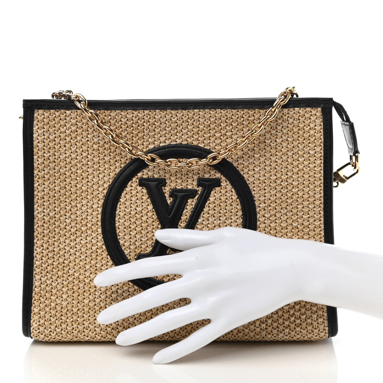 Louis Vuitton Raffia Calfskin Monogram Giant Pouch 2 of 9