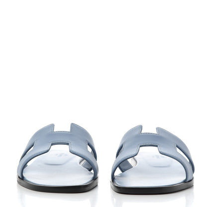 Hermes Calfskin Oran Sandals 37 Bleu Bleuet 2 of 15