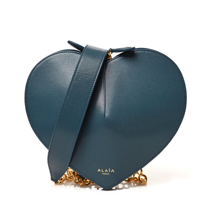 Alaia Shiny Goatskin Le Coeur Chain Bag Bleu Ardoise 1 of 7