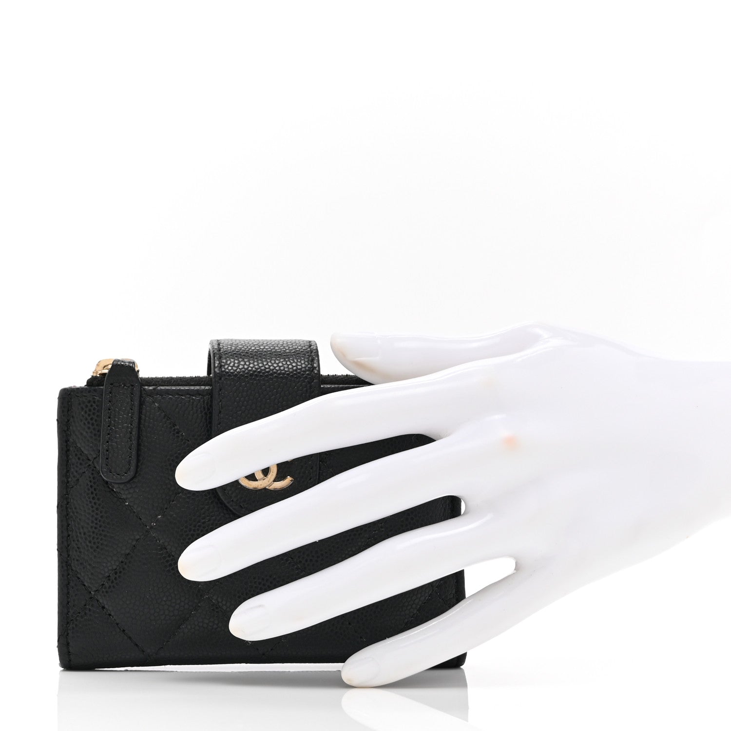 Chanel Caviar Quilted Compact Zipped Pocket Wallet Black 2 of 9