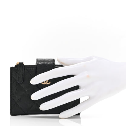 Chanel Caviar Quilted Compact Zipped Pocket Wallet Black 2 of 9