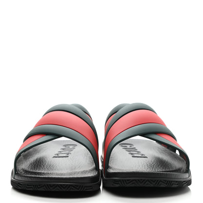 Gucci Rubber Web Mens Criss Cross Slide Sandals 8 Green Red 2 of 10
