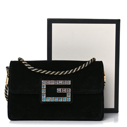 Gucci Velvet Crystal Square G Shoulder Bag Black 17 of 17