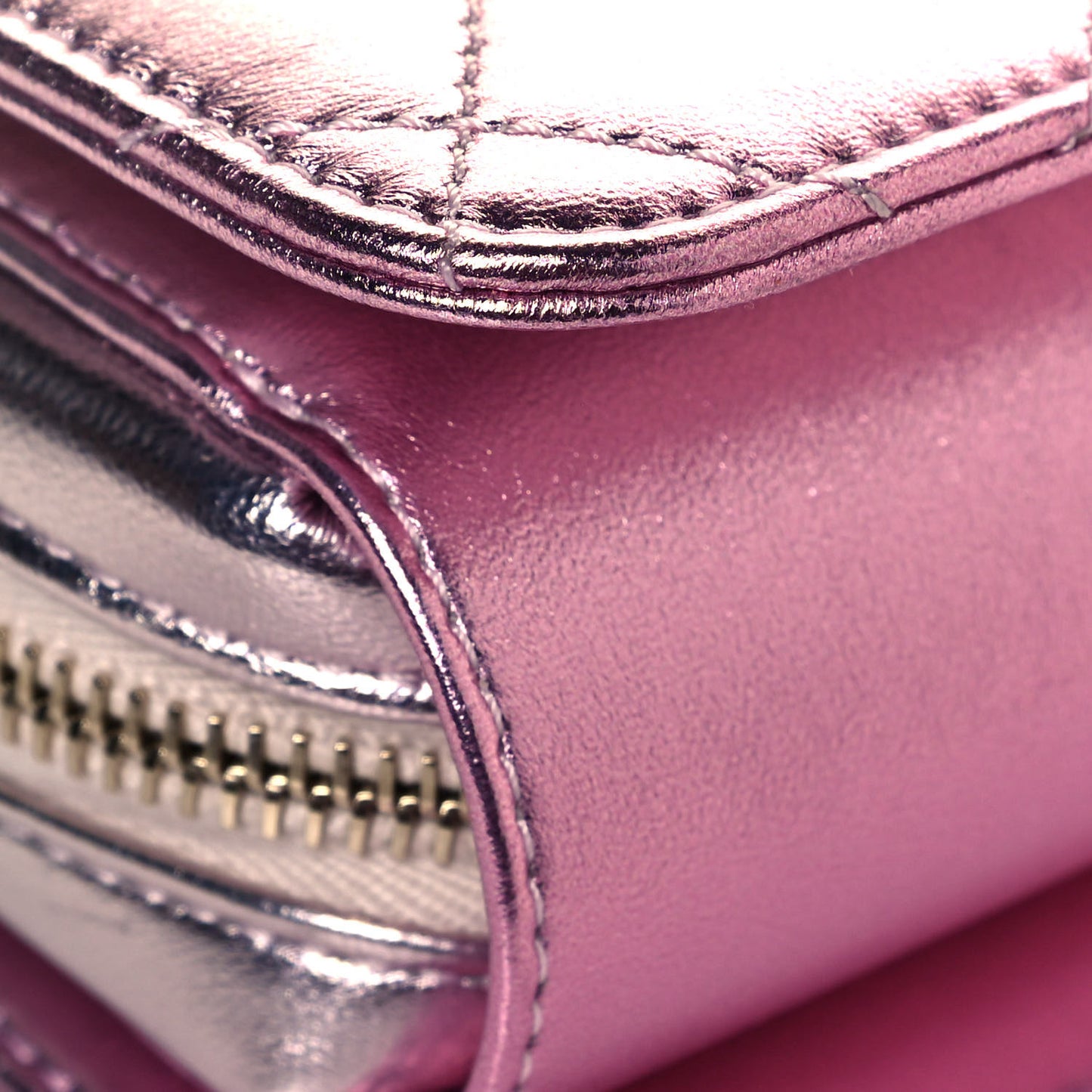 Metallic Lambskin Like A Wallet Flap Golden Pink