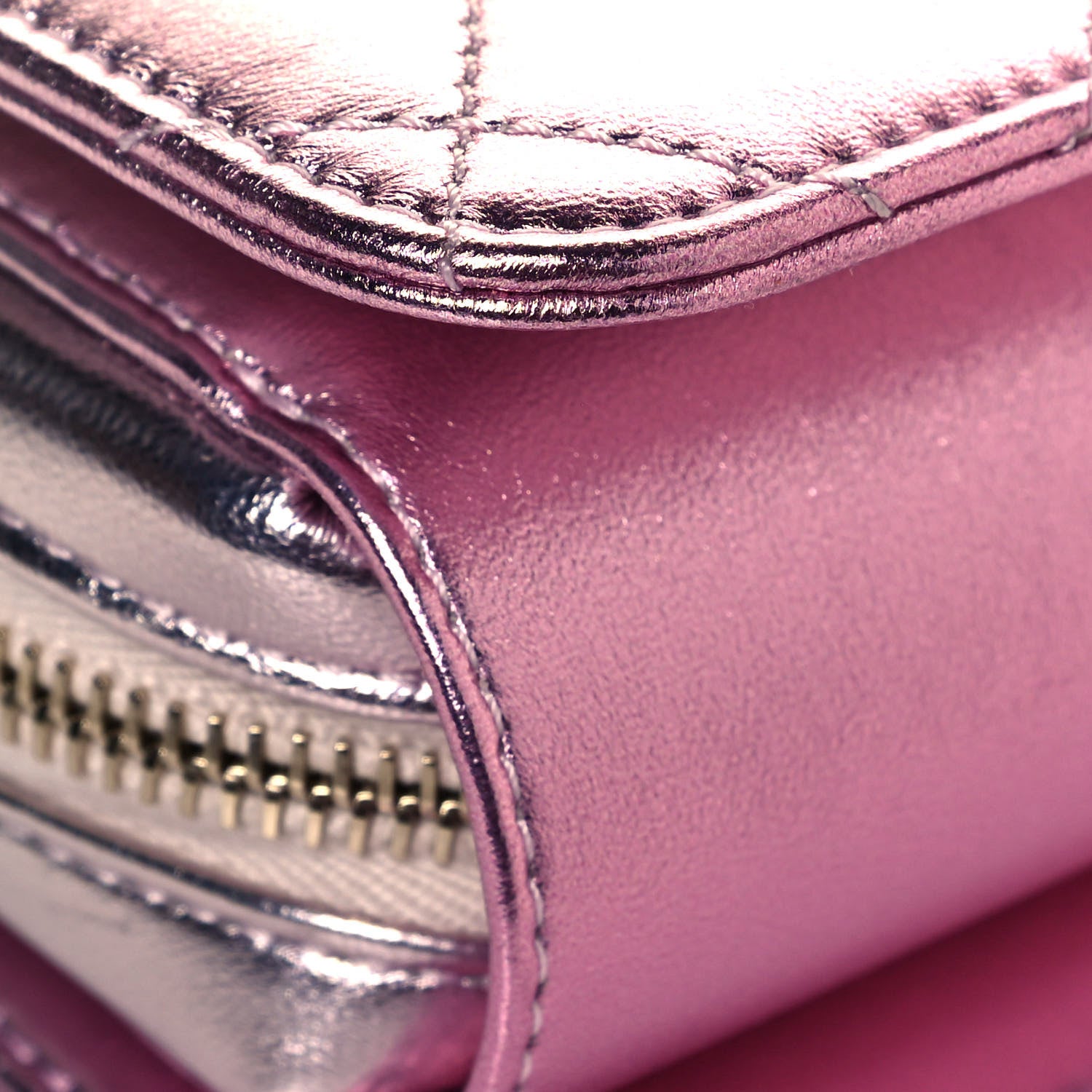 Chanel Metallic Lambskin Like A Wallet Flap Golden Pink 9 of 13