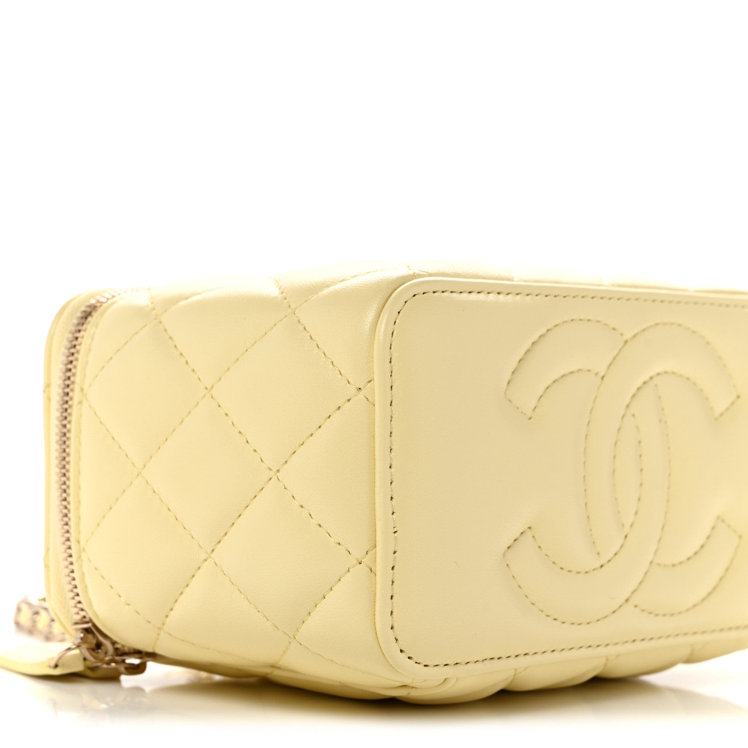 Chanel Lambskin Quilted Small Vanity Case With Chain Light Yellow 9 of 12