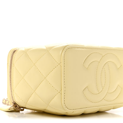 Chanel Lambskin Quilted Small Vanity Case With Chain Light Yellow 9 of 12