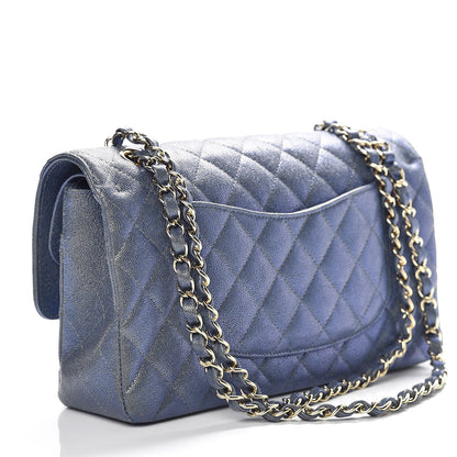 Chanel Iridescent Caviar Quilted Medium Double Flap Dark Blue 3 of 11