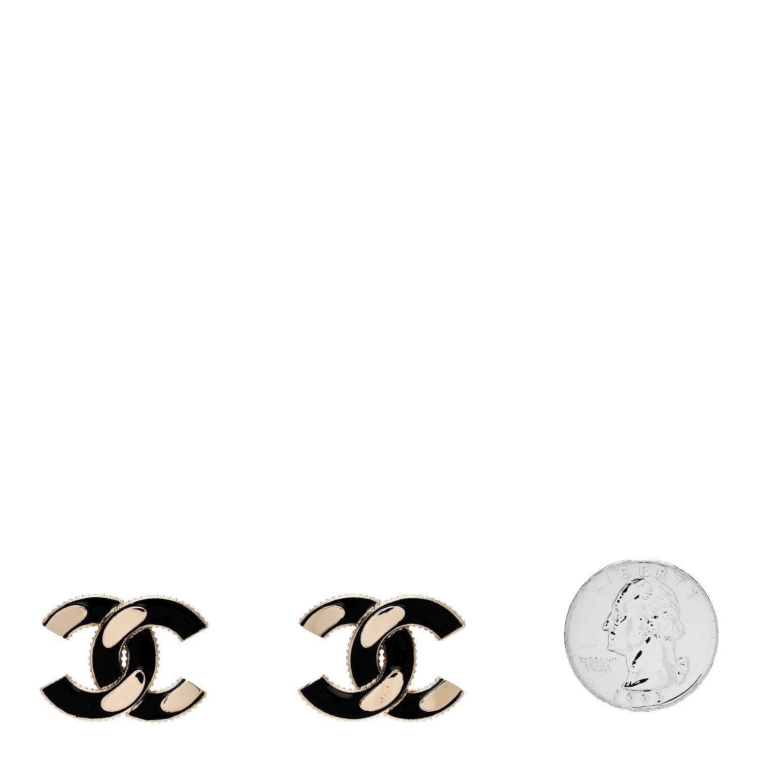Chanel Enamel CC Earrings Black Gold 2 of 5