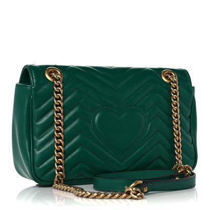 Gucci Calfskin Matelasse Small GG Marmont Shoulder Bag Emerald Green 3 of 11