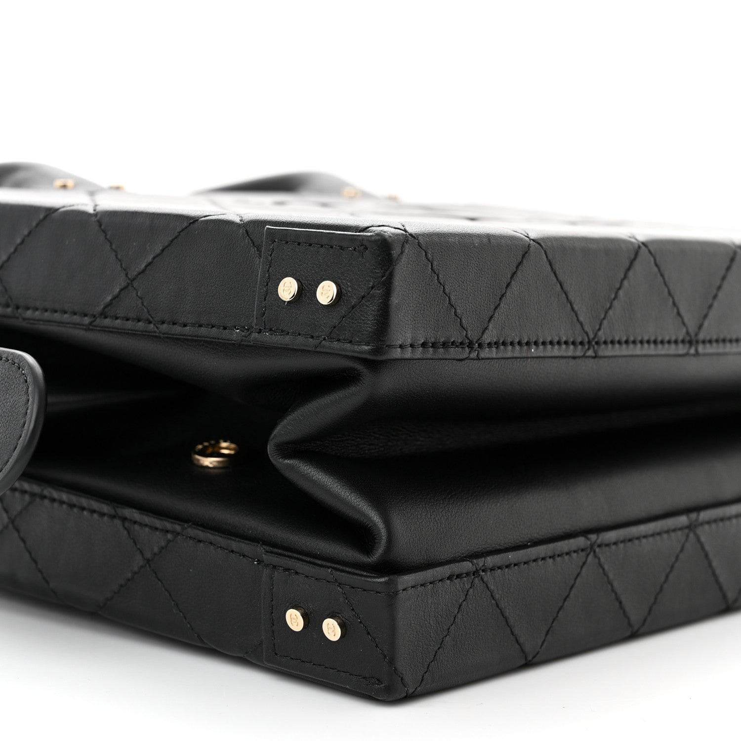 Chanel Calfskin Quilted Studded Square Vanity Case Black 9 of 10