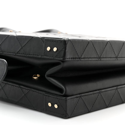 Chanel Calfskin Quilted Studded Square Vanity Case Black 9 of 10